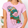 Женская футболка Pig в шапке