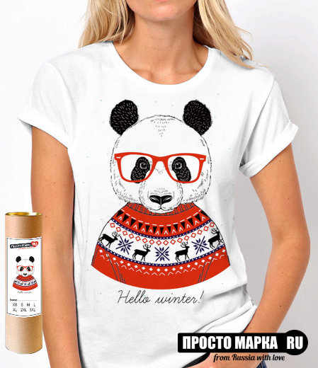 Женская футболка Панда в свитере