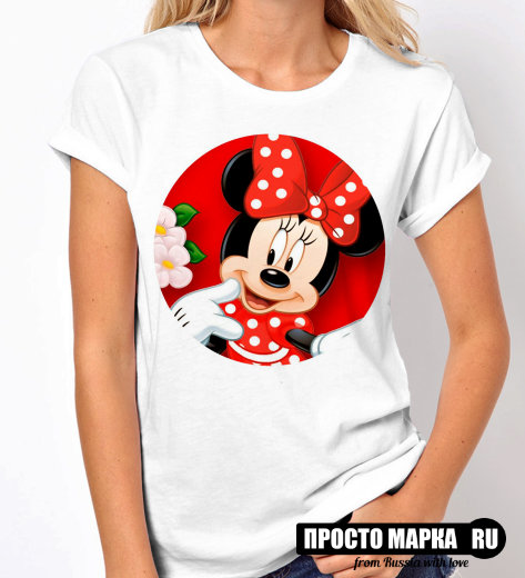 Женская Футболка Minnie with a red bow