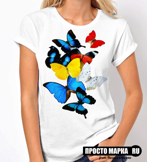 Женская футболка с бабочками