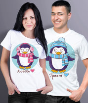 Парные футболки Новогодние с пингвинами (комплект 2 шт.)