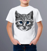Детская футболка Кошачья морда с синими глазами