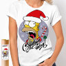 Женская Новогодняя футболка с Гомером Симпсон Санта