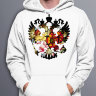 Толстовка с капюшоном Hoodie герб России с цветами
