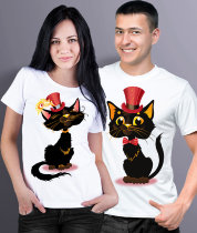 Парные футболки Black cat-Red hat