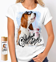 Женская Новогодняя футболка Собака с коктейлем
