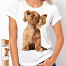 Женская футболка с собачкой в наушниках