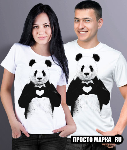 Парные футболки Панда с Сердцем (комплект 2 шт.)
