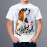 Детская Новогодняя футболка Собака с коктейлем