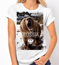 Женская Футболка с медведем Russia
