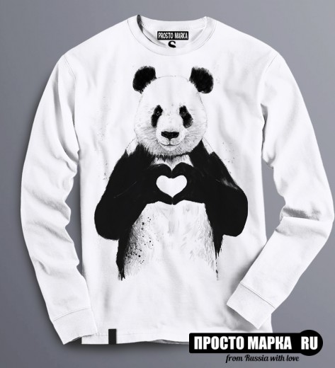 SALE 1.012 -  Толстовка свитшот Панда с сердцем, белый цвет, размер 2xl / 1PrM