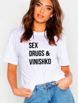 Футболка женская SEX DRUGS $ VINISHKO