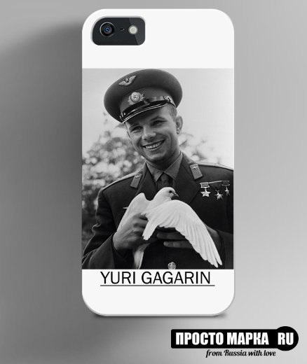 Чехол на iPhone Гагарин с голубем