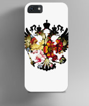 Чехол на iPhone герб России с цветами