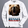 Толстовка Свитшот медведь Russia триколор