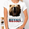 Женская футболка медведь Russia триколор