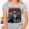 Женская футболка Russian man in black