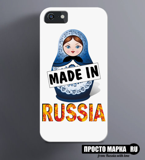Чехол на iPhone с матрешкой Made in Russia